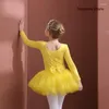 Portez des filles de ballet danse tutu robe enfants courtes / longues manches tulle bowknot skate gymnastique fête d'anniversaire de Noël justaucorps dancewear