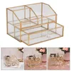 Makeup Brushes Cosmetic Storage Box 2 Tier Countertop Jewelry Display Organizer Dekorativ dekoration