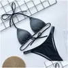 Women'S Swimwear Womens Bikini Set Women Luxury Bling Sliver Crystal Diamond Y Swimsuit Halter Push Up Bandage 230608 Drop Delivery A Dhgo7