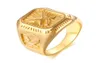 Gold Color Fashion Simple Men039s Anelli in acciaio inossidabile Eagle Gioielli Regalo per uomini J4362859599