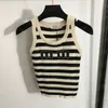 Lettera di strass Tank Top Top Knitting Striped Gret Women Designer Thirts Summer Crop Tanks giubbotti sportivi