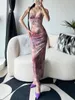 Casual jurken wsevypo Backless Butterfly Decorated Long Evening for Women Sexy Mouwleveless V Neck Wrap Bodycon Party Dress Beach