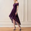 Casual Dresses Women Solid Color Dress Lace Elegant broderad aftonklänning med Off-Shoulder-ärmar Oregelbunden hem för special