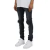 2024 Designer Nebel Jeans lila Jeans Ksubi Jeans Stil Personalisiertes plissiertes, schlankes Fit Elastic Motorcycle High Street Herren Gotthosen