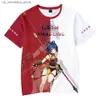 TシャツGenshin Impact Klee 3D Printed Childrens Tシャツファッションカジュアル漫画男の子と女の子ユニセックス子供服TシャツQ240418