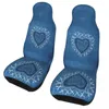 Capas de assento de carro Denim Heart Universal Cover Protetor Acessórios Interiores para todos os tipos Modelos Estilação de fibra de tapete padrão