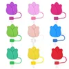 9 colors flowers straw toppers 10mm PVC soft beautiful flowers straw cap dust plug happy gift