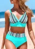 Zomer hoge elastische bikini set met drijvende wilg pluis gedrukte dames vakantie Fashion Beach Swimsuit S5XL 240416