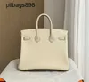 Brknns Handbag en cuir authentique 7a Handswen blanc avec crocodile pour 25 luxe3m1n