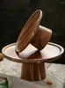 장식 인형 ISFRIDED HIGH STAND 나무 케이크 플레이트 창조적 인 음식 서빙 트레이 에코 목재 디저트 과일 스낵 트레이 홈 장식 POPHOGRY