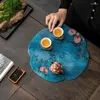 Te servetter imitation xiangyun garn rund torr hällmatta kinesisk zen dubbelsidig isolerad vintage bordsduk trasa handduk