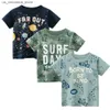 T-shirts 3 stuks/partij kinderen geschikt voor jongens met korte mouwen babyjongen kleding 100% pure katoenen cartoon slaapkleding 2-7Y Q240418