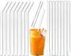 Clear Glass Straw 2008mm Reusable Straight Bent Glass Drinking Straws Brush Eco Friendly Glass Straws for Smoothies Cocktails Xu8226685