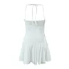 Robes décontractées des tenues de vacances Party for women 2024 Summer Mini Bodycon Robe Blanc Blanc Short Black Halter Backless