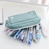 Duża pojemność Pen Bag Proste solidne kolorowe ołówek uczeń Flip Button Stationerery Cute Case School Supply