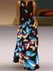 Casual Dresses Summer Fashion Style Elegant Sexy Women's Printed V-Neck Pocket Export Long Dress Swing