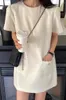 Partykleider Korobov Sommer sanftes schickes Kleid Tweed -Taschen -Design Einfacher Hals -Farben weibliche koreanische Mode Vestidos