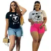4XL Streetwear T-shirt Blouses Women Casual Crew Neck Short Sleeve T-shirts Top Free Ship