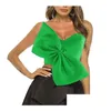 Damesbreien TEES 2023 Design Fashion Nieuwe zomer Europese en Amerikaanse slanke fit Bow Wrap Chest Off Shoder Temperament Commute Ele Dhxw5