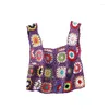 Damestanks dames haken gebreide cami top mouwloos bloem borduurwerk holle casisole spaghetti riemvest boho zomer strandtank