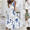 Robes décontractées Robe de créateurs pour femme vestidos vestido de mujer imprimé floral plongant élégant sans manches maxi féminine dhs3o