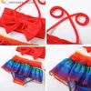 One-Pieces Baby girl clothing two-piece set summer swimsuit printed bow childrens set Q240418