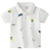 Polo T-shirts pour enfants Tenue d'été pour garçons Dinosaure Lion Car fusée Impression complète à manches courtes Tops Kids Tees 1 3 5 7y 240418