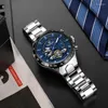 Montre-bracelets Blue Dial Men's Advanced Automatic Mecet Mechanical étanche Compte à rebours Date de rendez-vous Sapphire Glass Mirror Business