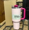 garrafa de água rosa flamingo de 40 onças Hancher H2.0 Concúticas Copas de café ao ar livre camping de carro manchas de xícara de xícara de aço xícaras xícaras de silicone