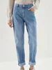 Jeans femminile 2024 lettere ad alta vita lavati versatili pantaloni di jeans vintage