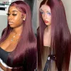 Peruki długie burgundowe 13x6 HD koronkowa frontalna peruka prosta ludzka peruki włosy kolorowy czerwony front 99J dla czarnych kobiet