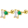 Stud Earrings CANNER Korean Stainless Steel Emerald Zircon Ear Piercing Earring For Women Exquisite Cartilage Studs Body Trend Jewel Gift