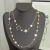 Luxury Pearl Necklace Designer Diamond 18k Gold Plated Platinum Letters Pendants Halsband för kvinnor med C Letter Diamond Pendan Jewelry Wedding Party Parts