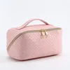 Cosmetic Bags Large Capacity Fashion Knitted Women Bag Colorful Make Up Portable PU Washbag Travel Emboss Lady Box