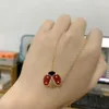 Designer Brand Van Ladybug Necklace Glod Plated 18k Rose Gold Red Jade Marrow Clover Valentines Day Gift clavicle chain for women