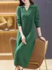 Casual Dresses 2024 Autumn/Winter Mid Length Sweater Bottom Dress Loose And Fashionable Female Middle Aged Mom Knitted Midi Robe Z4996