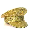 Berets Rhinestone luksusowy nit srebrna czapka wojskowa ręcznie robiona kapitan sierżant hat pannowarka ślubna gorras