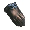 Uomini autentici guanti in pelle di pelle di pecore autunno inverno di alta qualità touch screen guanti neri a dito pieno