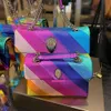 Masculino famoso kurt geiger saco de arco -íris londrina genuíno designer de couro de bolsas de bolsas femininas listras de ginástica bolsa de ombro de ginásio