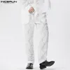 Men's Pants 2024 Elastic Waist Joggers Transparent Plush Jacquard Trousers Men Streetwear Loose Sexy Fashion Pantalon INCERUN