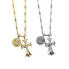 Ch Kros New Full Diamond Cross Smiling Smiling Face Necklace with Gold and Silver Collarboneチェーンパーソナライズされたライト豪華なニッチデザイン