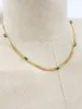 Kedjor Peri'sbox Dainty 18K Gold Plated HerringBone Chain Choker Halsband med Green Baguette Zircon Trendy Girls Birthday Jewelry Gift