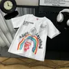 Summer Children Cartoon Cotton T-shirts Kids Designer Monkey Letter Tryckt Kort ärm Tees Summer Children Rainbow Stripe Casual Tops Z7761