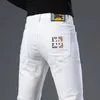 Jeans masculino designer italiano de ponta de ponta de jeans branca de cabs