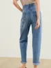 Jeans femminile 2024 lettere ad alta vita lavati versatili pantaloni di jeans vintage