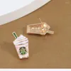 Stud Earrings Kymyad 2024 Trend For Women Enamel Colorful Coffee Earring Gold Silver Color Brincos Feminino Earings