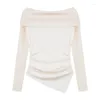 작업 드레스 2024 세트 슬래시 넥 단단한 주름 슬림 한 슬림 불규칙 여성 티셔츠 Y2K 미학적 패션 세련된 달콤한 층 케이크 스커트