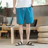 Heren shorts 2024 Zomersportfitness losse trekkoord voor basketbalwedstrijd Running Casual Linen Pants B56