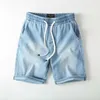 2024 zomer denim shorts pure katoenen heren trend casual trekkoord capri's losse rechte been elastische sporten