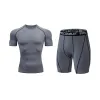 Underwear Men's Running Set Jogging Fitness Workout Shirt Pants Thermo Underwear Skins Tights Tracksuit Male Muscle Compression Sportswear